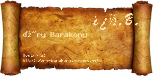 Őry Barakony névjegykártya